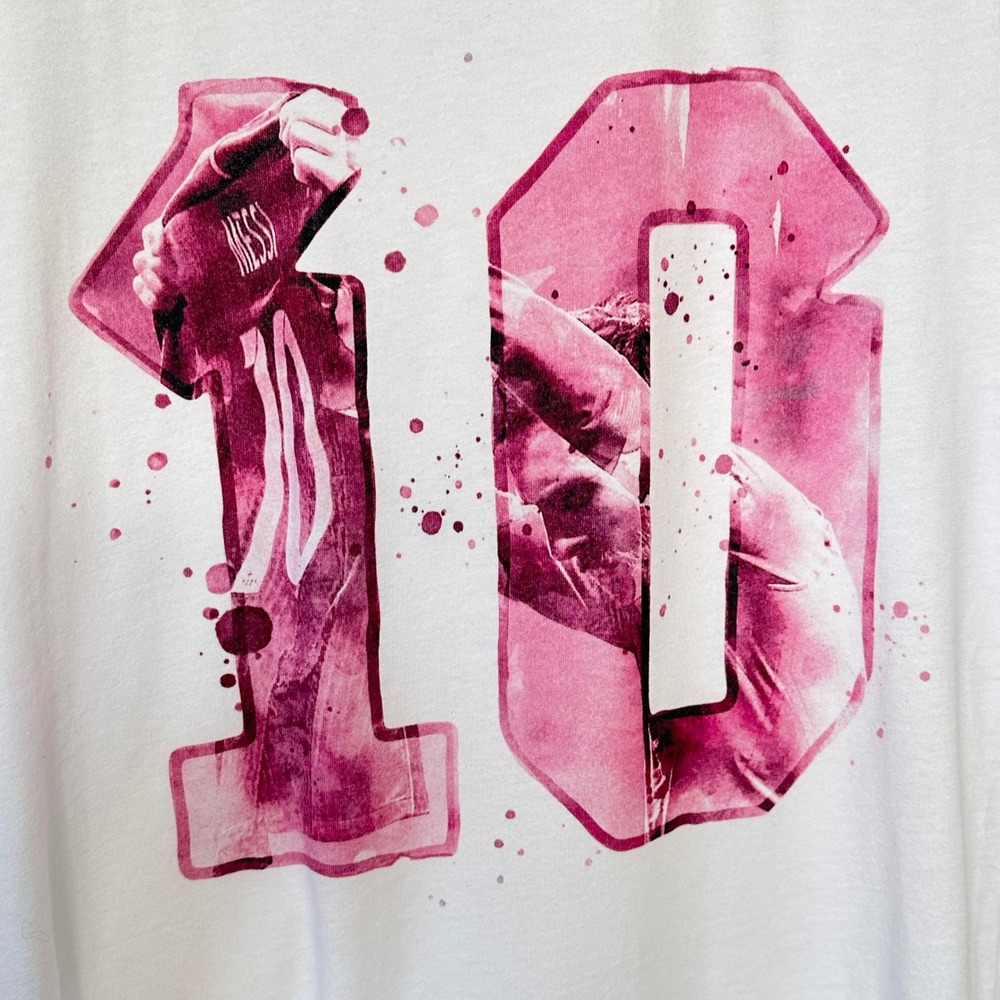 Messi Soccer T-Shirt Number 10 Graphic Tee White Pink Short Sleeve Women's XS - Picture 4 of 5